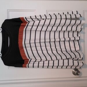 SHEIN CURVE 4XL Color Block Striped Long Sleeve Tunic Top